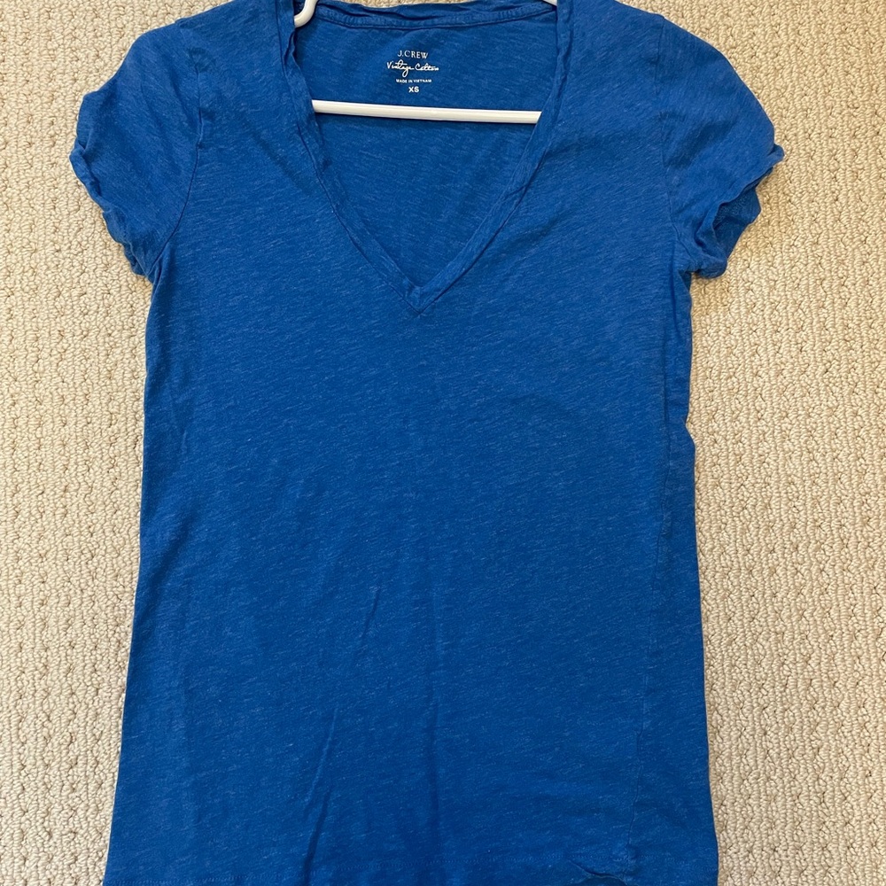 J. Crew Women's Blue Vintage Cotton V-Neck Top